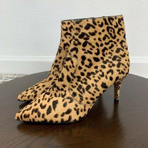 Halogen Women's 7M Leopard Cheetah Print Calf Hair Pointed Toe Ankle Booties